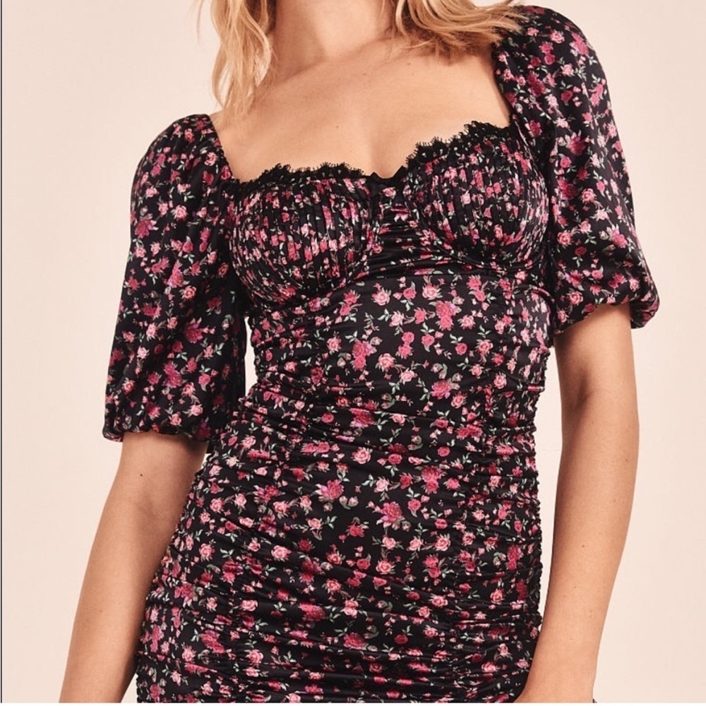 For Love and Lemons Melrose Dress Floral Black Mini - Picture 5 of 9